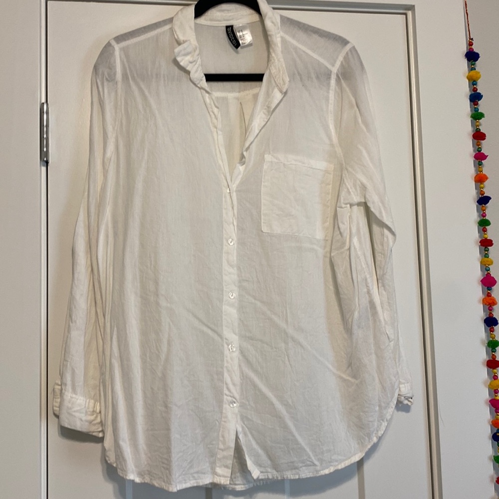 White very light weight long sleeve shirt
